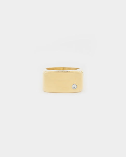 Saint Morta Iced Signet Ring Gold