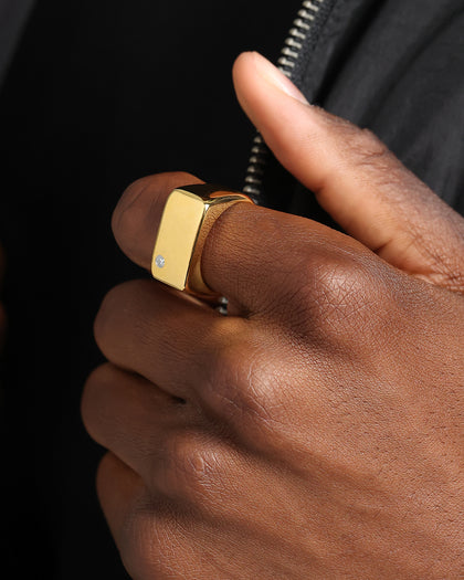 Saint Morta Iced Signet Ring Gold