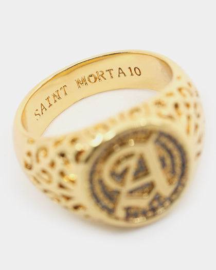 Saint Morta Letter Championship Ring Iced Gold