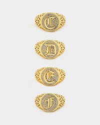 Saint Morta Letter Championship Ring Iced Gold