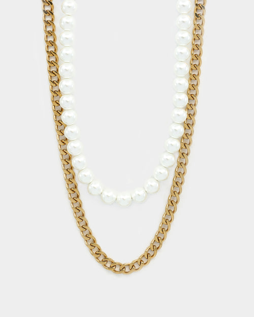 Saint Morta Double Pearl Chain Pearl/Gold
