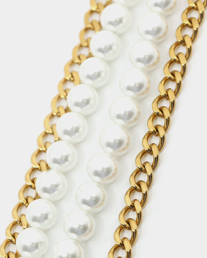 Saint Morta Double Pearl Chain Pearl/Gold
