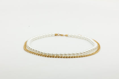 Saint Morta Double Pearl Chain Pearl/Gold