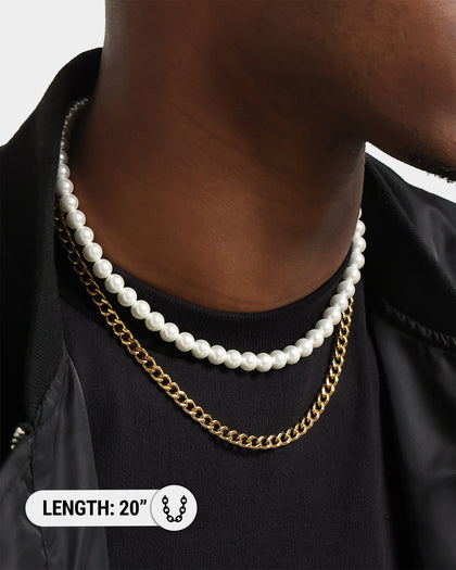 Saint Morta Double Pearl Chain Pearl/Gold