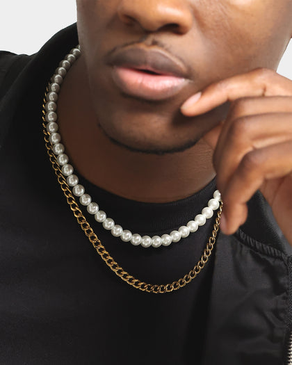 Saint Morta Double Pearl Chain Pearl/Gold
