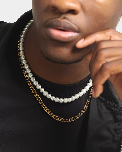 Saint Morta Double Pearl Chain Pearl/Gold