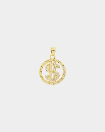 Saint Morta $$$ Circle Pendant Iced Gold