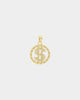 Saint Morta $$$ Circle Pendant Iced Gold