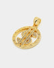 Saint Morta $$$ Circle Pendant Iced Gold