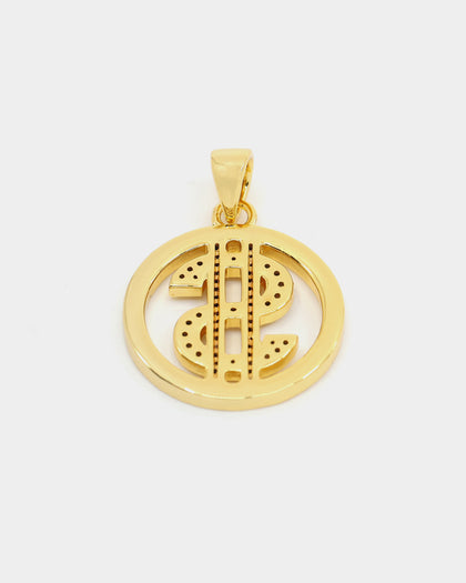 Saint Morta $$$ Circle Pendant Iced Gold