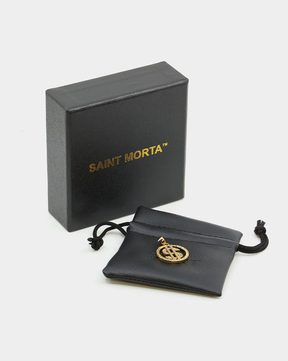 Saint Morta $$$ Circle Pendant Iced Gold