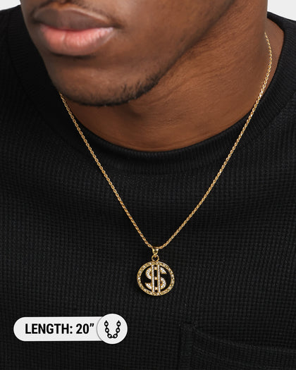 Saint Morta $$$ Circle Pendant Iced Gold