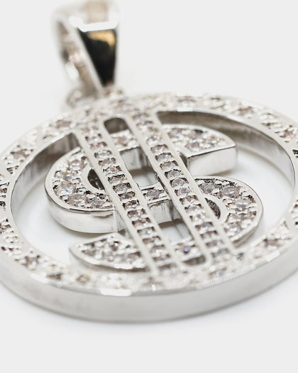 Saint Morta $$$ Circle Pendant Iced White Gold
