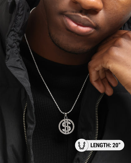 Saint Morta $$$ Circle Pendant Iced White Gold