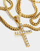 Saint Morta Double Cross Chain Iced Gold