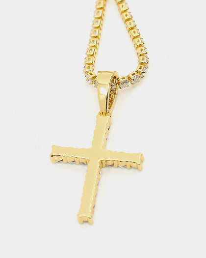 Saint Morta Double Cross Chain Iced Gold