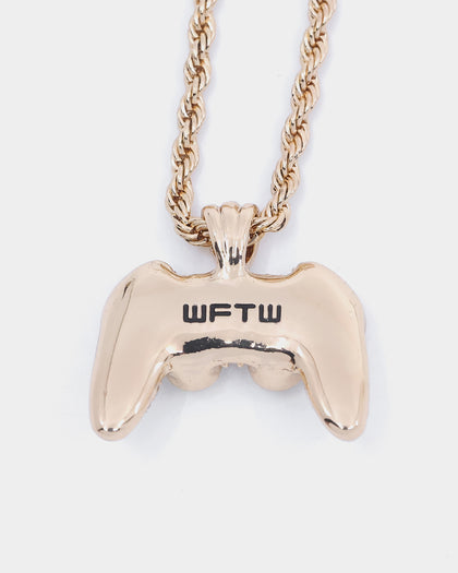 Wild For The Weekend Crystal Controller Pendant Necklace Gold