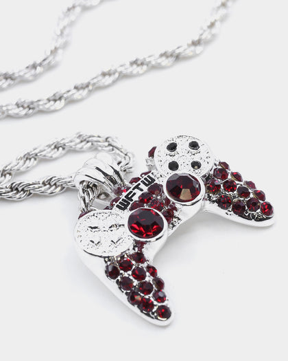 Wild For The Weekend Crystal Controller Pendant Necklace Silver