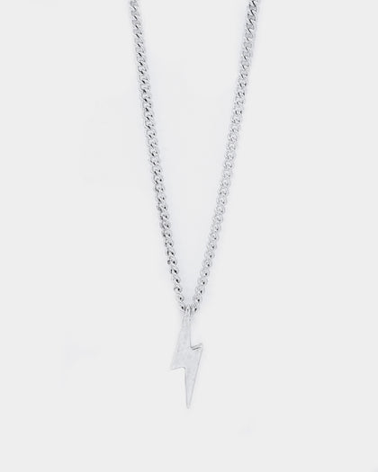 Wild For The Weekend Lightning Pendant Necklace Silver