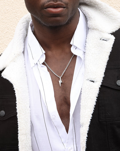 Wild For The Weekend Lightning Pendant Necklace Silver