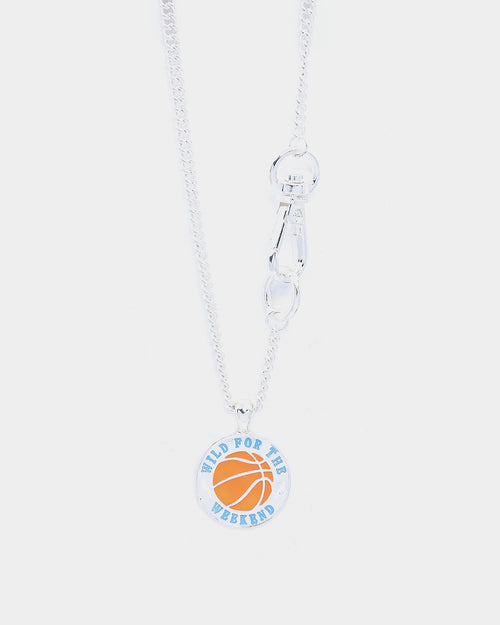 Wild For The Weekend Baller Basketball Necklace Silver