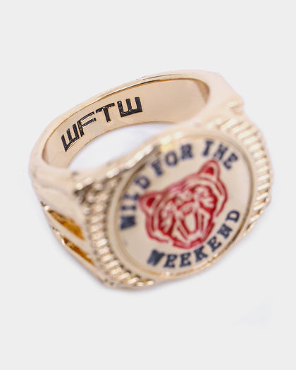 Wild For The Weekend Baller Bear Coin Signet Ring (Medium) Gold