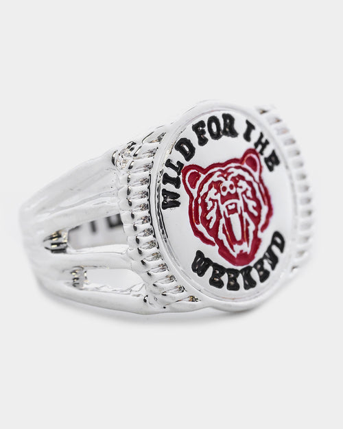Wild For The Weekend Baller Bear Coin Signet Ring (Large) Silver