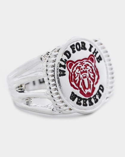 Wild For The Weekend Baller Bear Coin Signet Ring (Medium) Silver