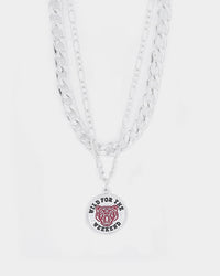 Wild For The Weekend Double Necklace With Bear Pendant Silver