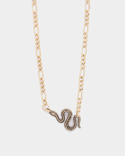 Wild For The Weekend Street Smart Snake Double Necklace Set Gold