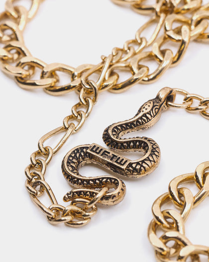 Wild For The Weekend Street Smart Snake Double Necklace Set Gold