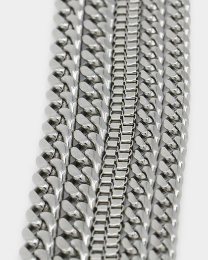 Loiter Padlock Triple Chains Necklace Pack Silver