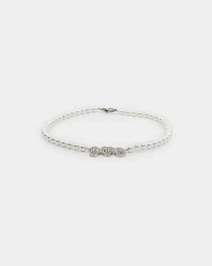 Loiter Pearl Choker Necklace Silver/White