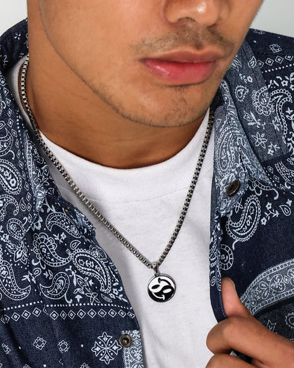 Loiter Yin Yang Pendant Necklace Silver/Black/White