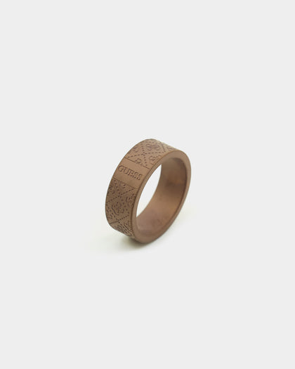 Guess Mainline 8MM X 19MM 4G Pattern Ring Chocolate Brown