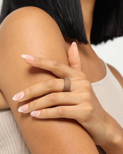 Guess Mainline 8MM X 20MM 4G Pattern Ring Chocolate Brown