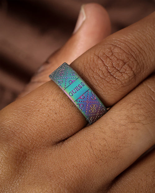 Guess Mainline 8MM X 20MM 4G Pattern Ring Iridescent