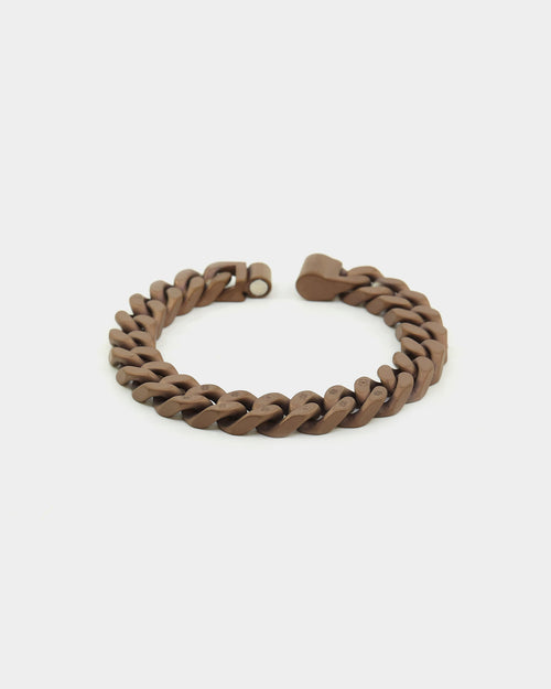 Guess Mainline 12MM X 22.5CM Cuban Peony Bracelet Chocolate Brown