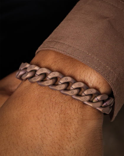 Guess Mainline 12MM X 22.5CM Cuban Peony Bracelet Chocolate Brown