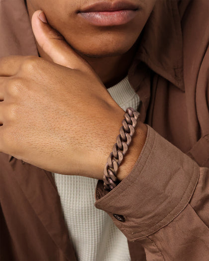 Guess Mainline 12MM X 22.5CM Cuban Peony Bracelet Chocolate Brown