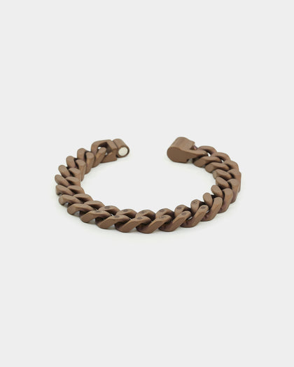 Guess Mainline 12MM X 20.5CM Cuban Peony Bracelet Chocolate Brown