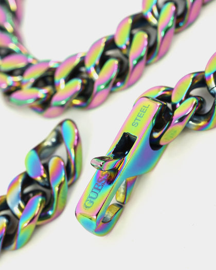 Guess Mainline 23" 8mm Cuban Necklace Iridescent