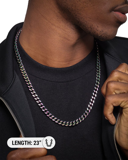 Guess Mainline 23" 8mm Cuban Necklace Iridescent