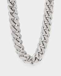 Saint Morta Iced Patch Cuban Necklace Iced White Gold