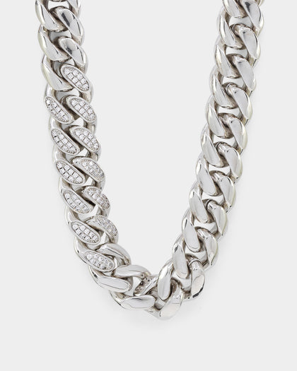 Saint Morta Iced Patch Cuban Necklace Iced White Gold