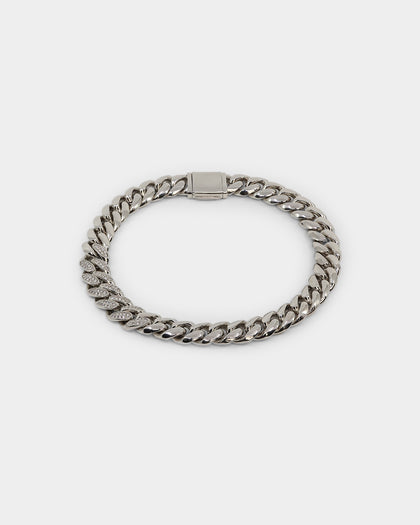 Saint Morta Iced Patch Cuban Necklace Iced White Gold