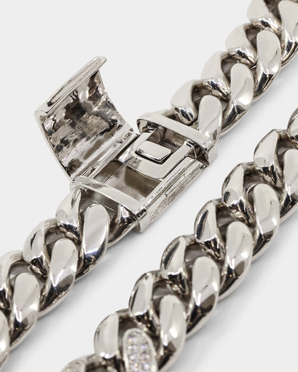 Saint Morta Iced Patch Cuban Necklace Iced White Gold