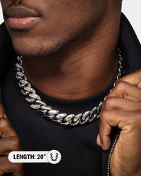Saint Morta Iced Patch Cuban Necklace Iced White Gold