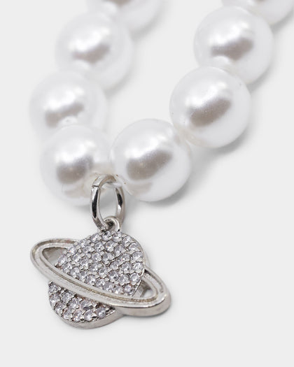 Raising Hell Women's Around The World Necklace Iced White Gold