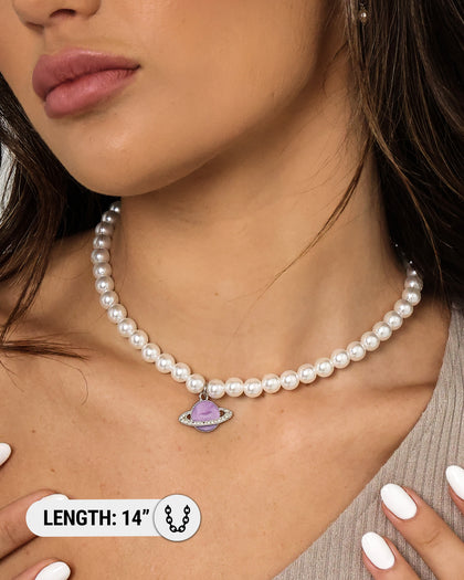 Raising Hell Women's Around The World Necklace Lilac/White Gold